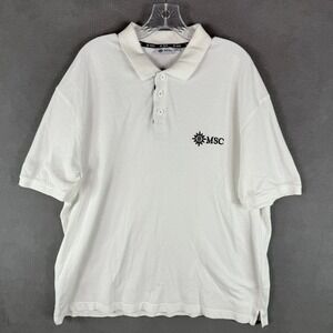 MSC Cruises Mens Polo Shirt 2XL White Ship Preppy Logo‎